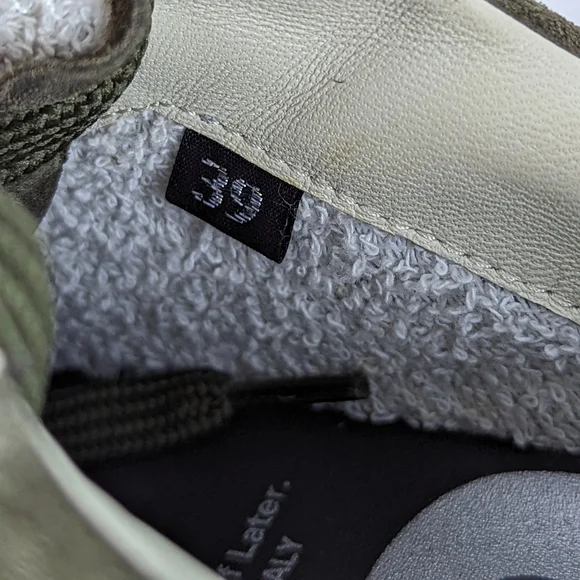 P448 Jack Suede Low Top Sneaker Lace Up Rounded Toe Khaki EU39 US 8-8.5 NIB - Picture 13 of 16